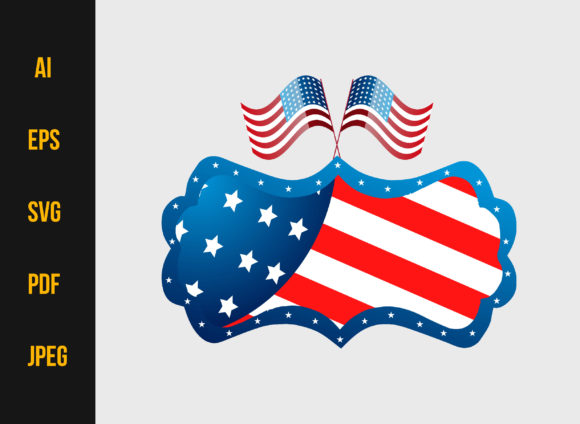 American Flag Illustration with Badge: A Timeless Symbol of Patriotism and Design