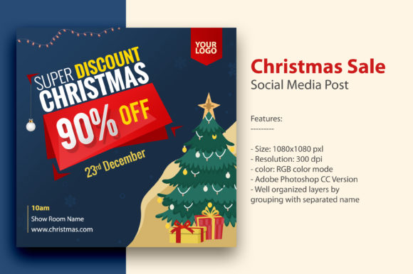 Christmas Sale Social Media Post Design