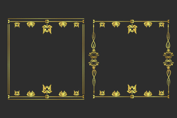 Golden Floral Artistic Frame Border Set