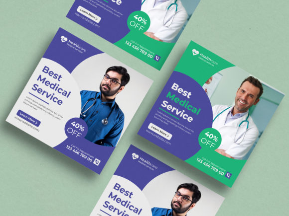 Healthcare Social Media Banner Template and Social Media Post Template Design