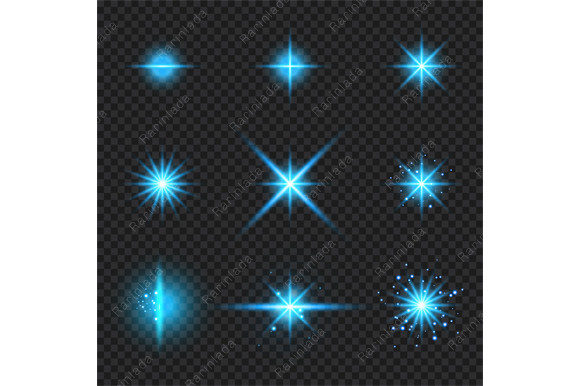 Set Elements Blue Glowing Light Rays for Creative and Professional Use